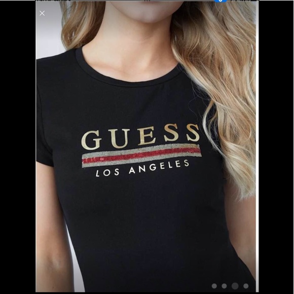 SOLD - Guess Sequin Logo Black Tee - NWT - Picture 11 of 11